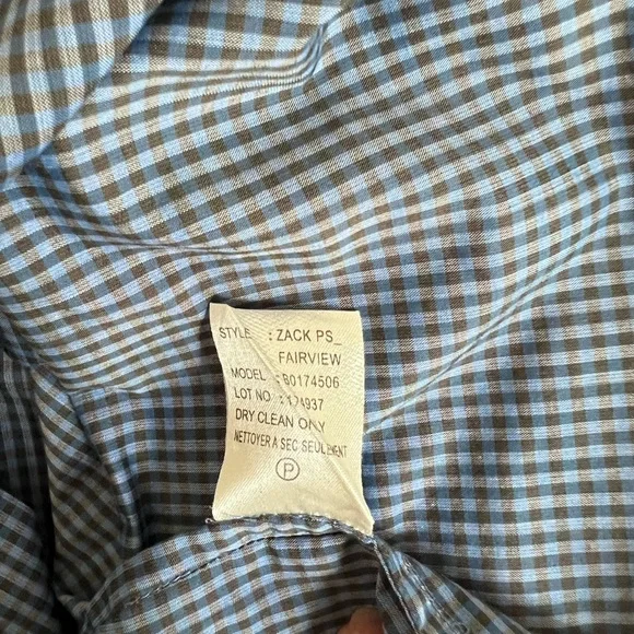Theory Shirt Mens Blue Checker Plaid Long Sleeve Button Up Casual Size M - Picture 9 of 11